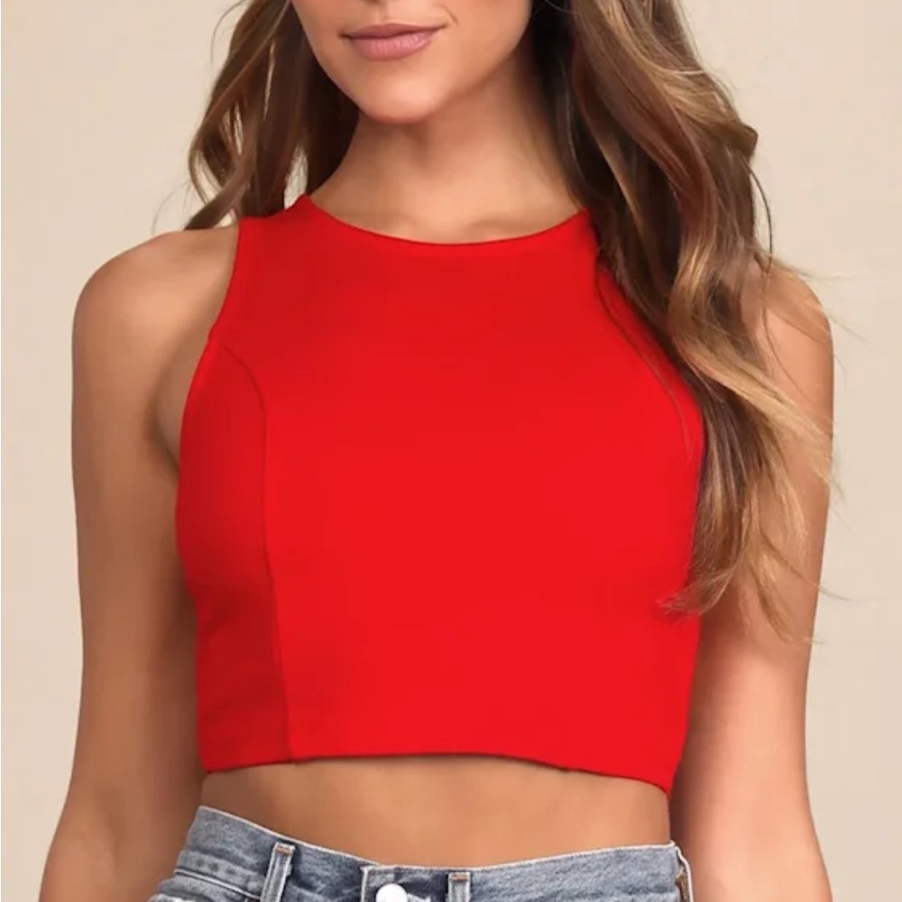 Lulu’s Red Tie Back Crop Top